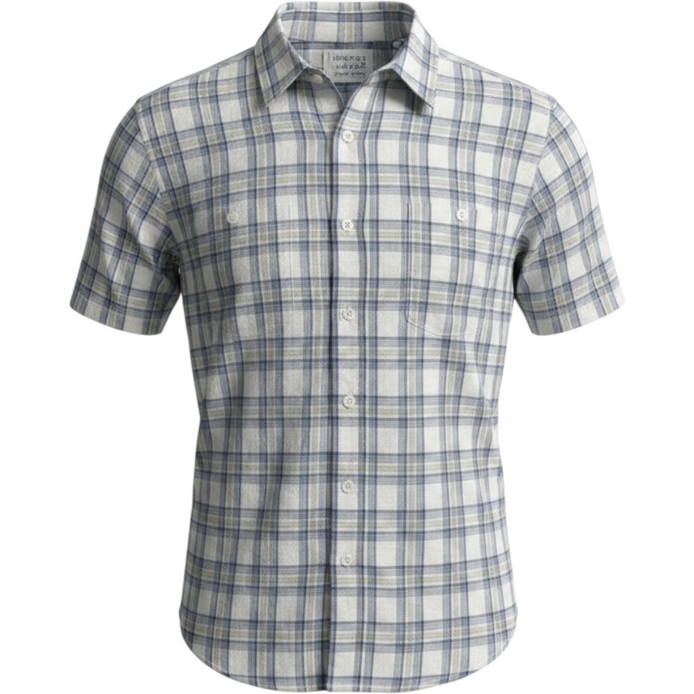 Lucky Brand Mens XXL Blue Green Plaid Short Sleeve Button Down Shirt Dual Pocket